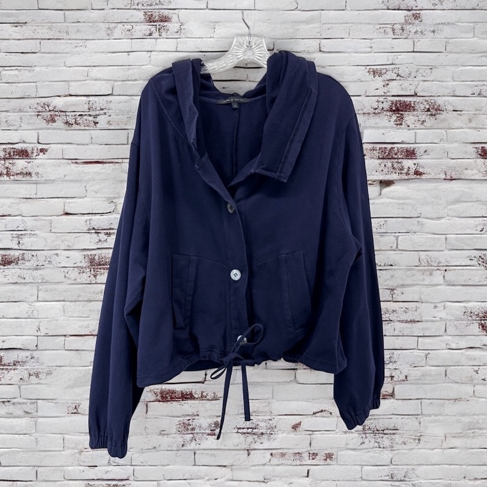 Karen Kane Women Oversized Slouchy Hooded Cardigan Medium Navy Casual Lagenlook